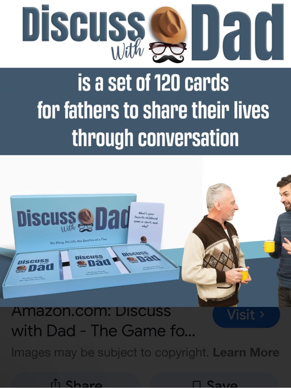 Discuss With Dad" Card Game in Teal and Black new in original box